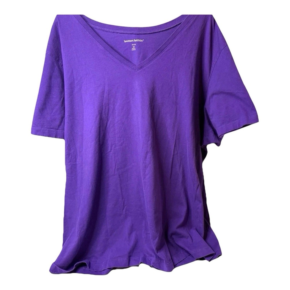 WOMAN WITHIN PLUS SIZE 4X 34/36 PURPLE V-NECK TEE
